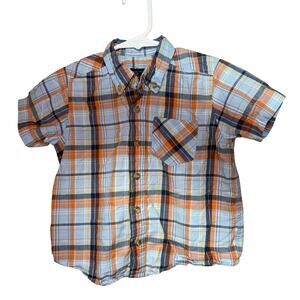 The Children’s Place Toddler Boys Plaid Button-Up Shirt Size 3T Blue Orange